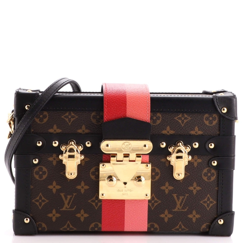 Rare! Louis Vuitton Petite Malle Handbag Limited Edition Stripes Monogram Canvas - Picture 2 of 16